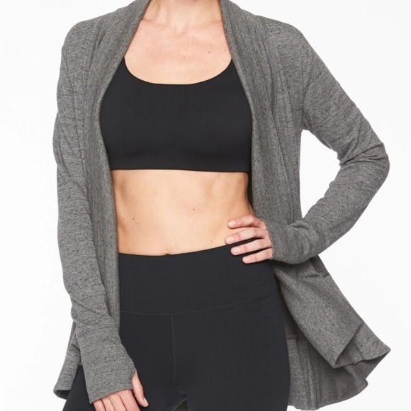 Athleta Pranayama Wrap Cardigan Sweater Sweatshirt Cover Up Gray Size XXS - Picture 8 of 8